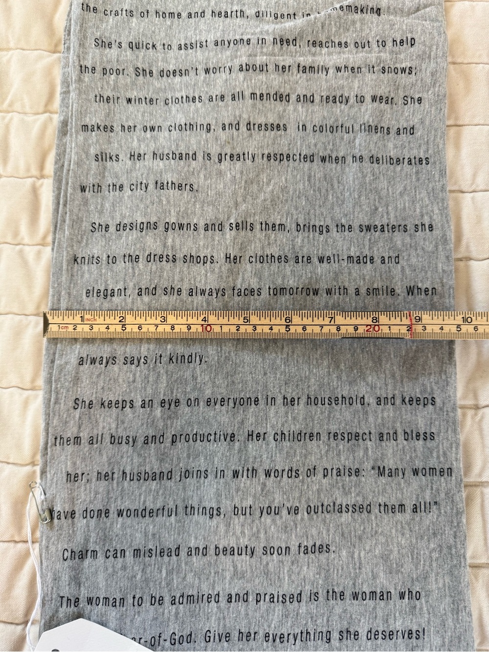 Women’s Handmade Light Gray Scripture Text-Print Infinity Scarf - Picture 6 of 9